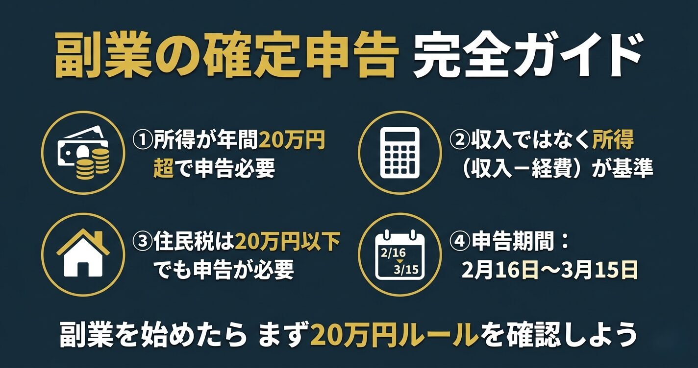 副業の確定申告 完全ガイド インフォグラフィック