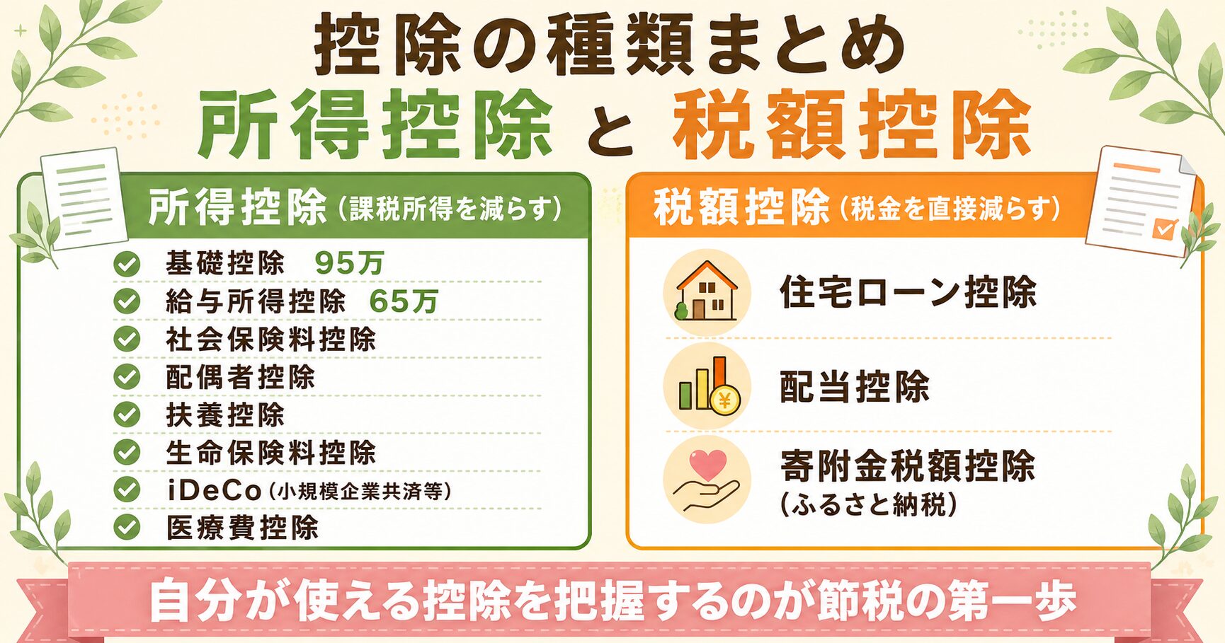 所得控除と税額控除のまとめ