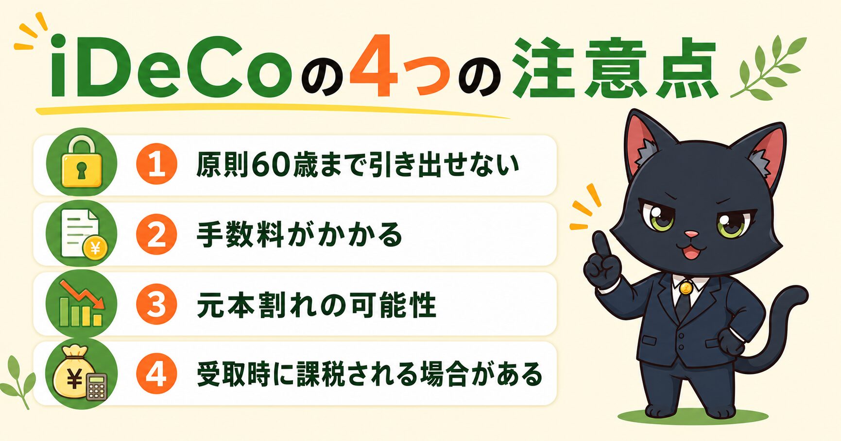 iDeCoの4つの注意点