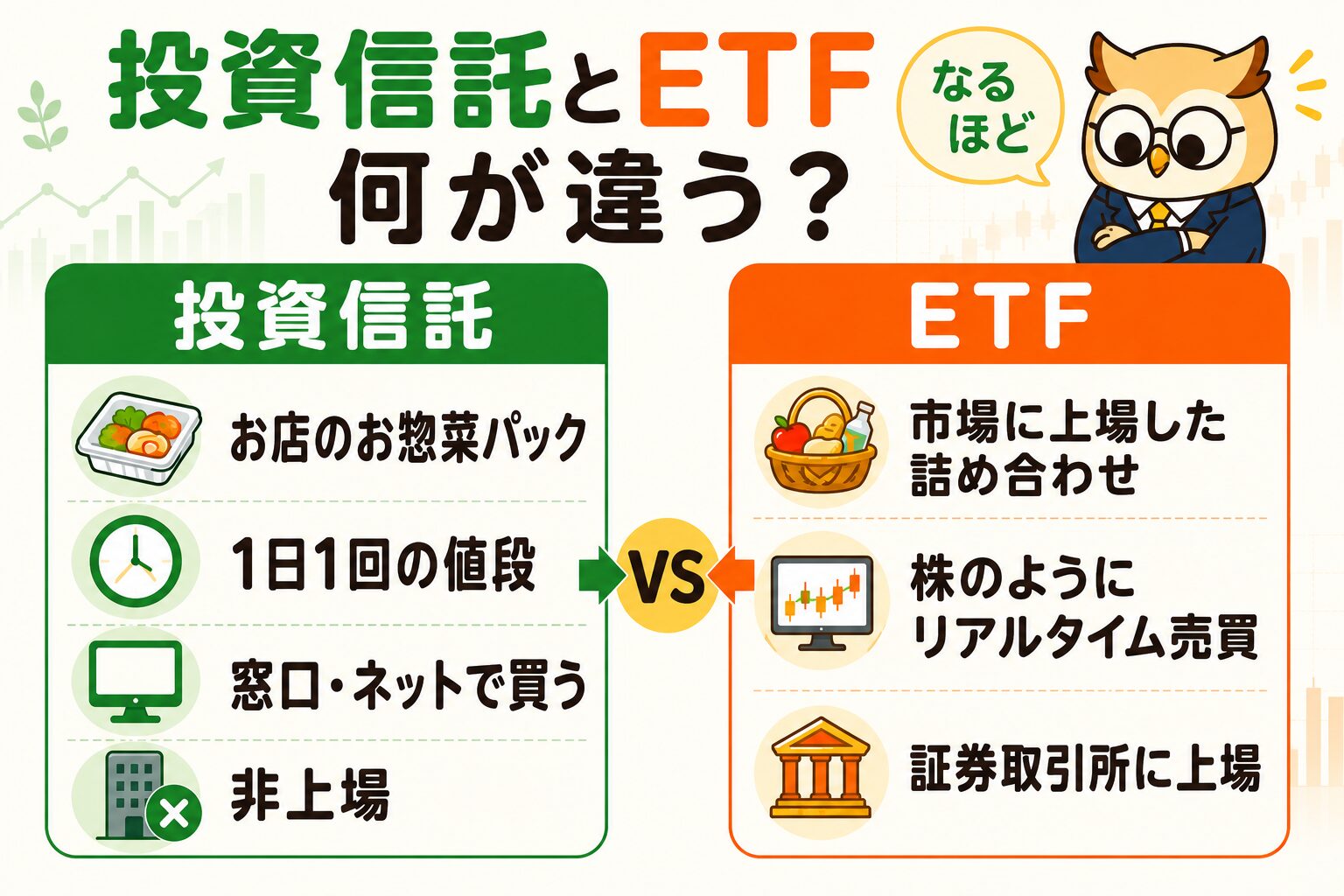 投資信託とETFの違いの全体像