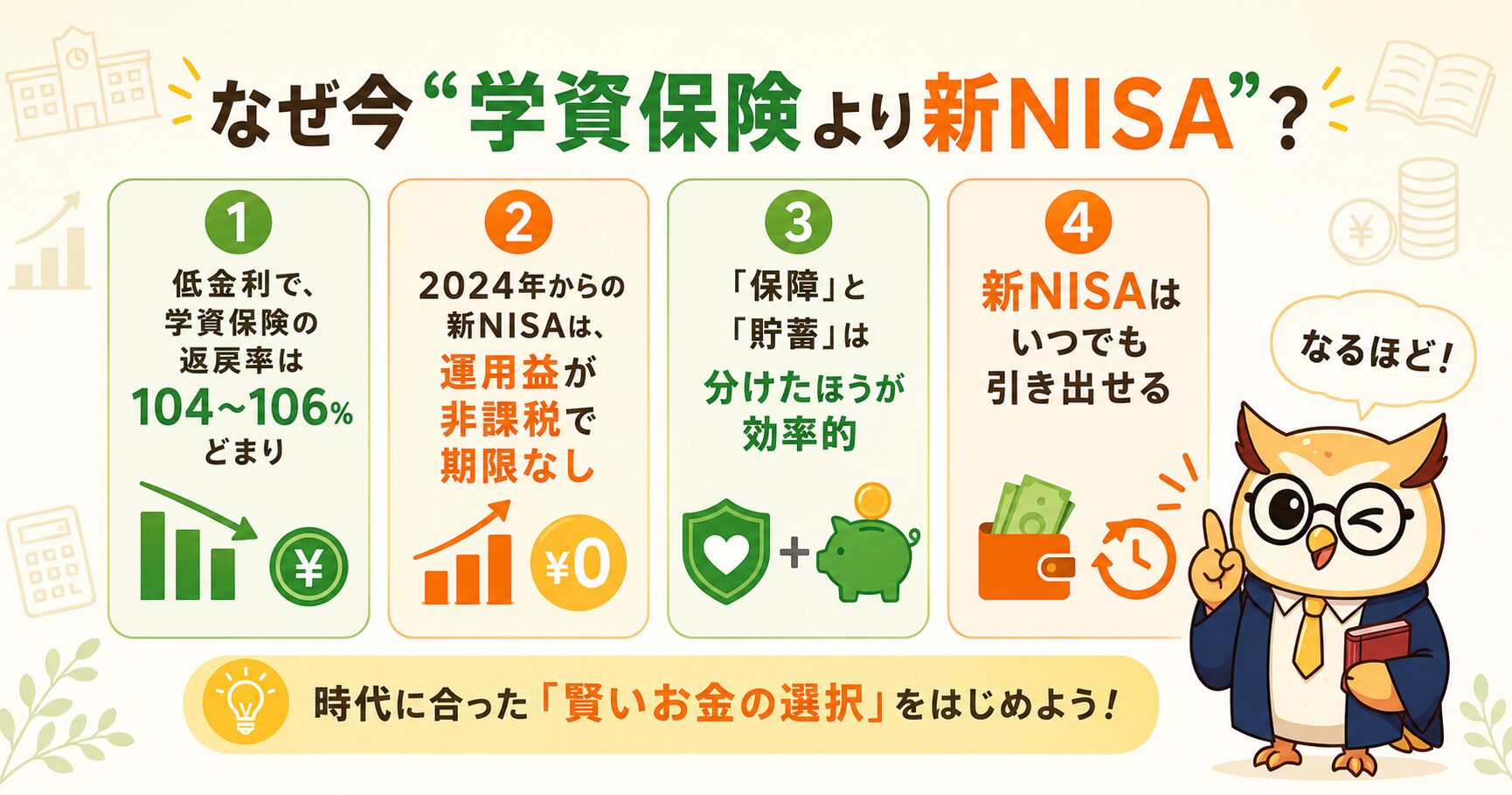 なぜ今学資保険より新NISAなのか4つの理由