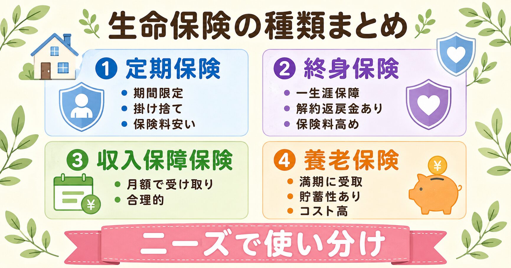 生命保険の種類まとめ