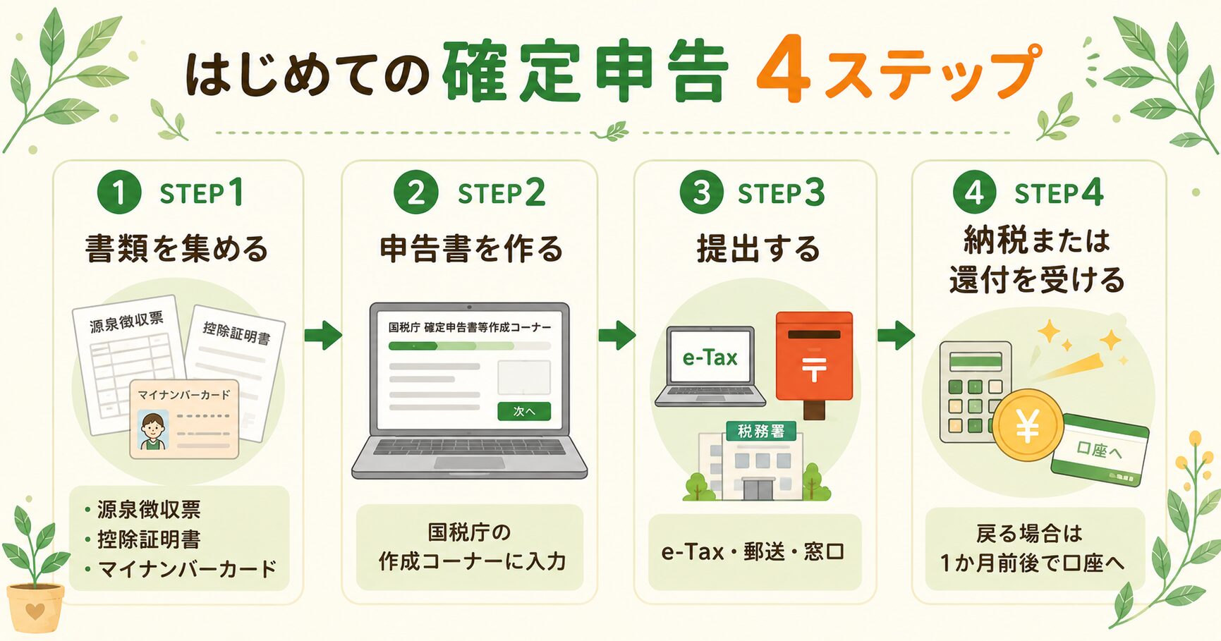はじめての確定申告4ステップ