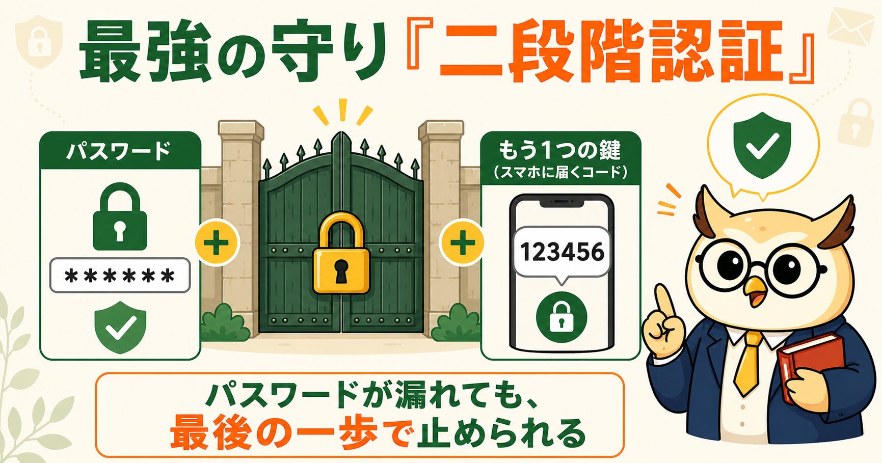 二段階認証はパスワードが漏れても最後の一歩で不正ログインを止める