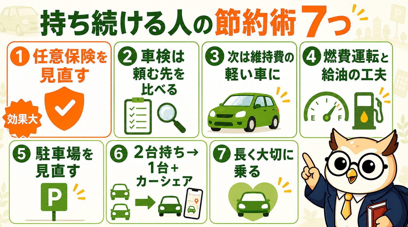 車を持ち続ける人の維持費節約術7つ