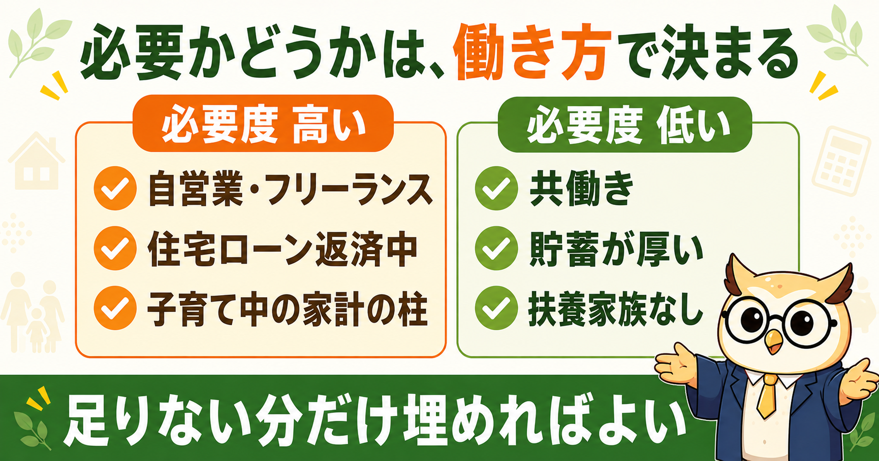 就業不能保険が必要な人・不要な人｜働き方で必要度が変わる