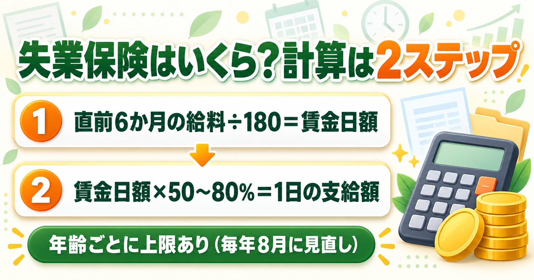 失業保険の金額の計算方法（2ステップ）