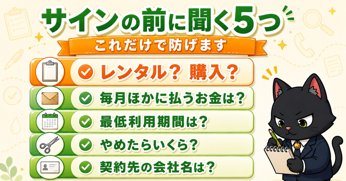 ウォーターサーバー契約でサインの前に聞く5つの質問
